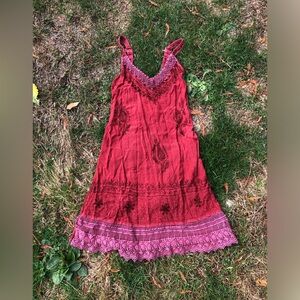 Wine red cotton dress